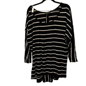 Cable & Gauge black white French Breton Nautical Stripe jersey knit top 3X PLUS